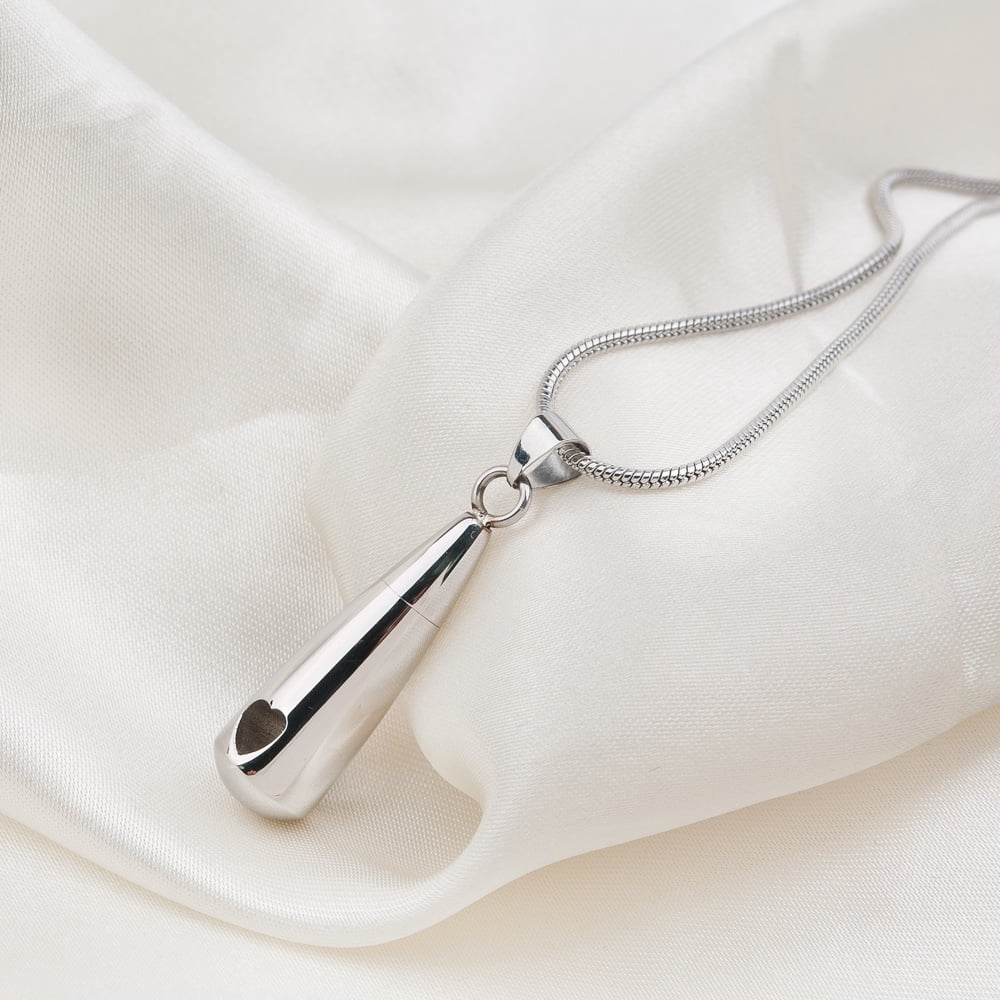 Anavia Silver Tear Drop Memorial Necklace Heart Cut-Out Pendants for Cremated Ashes Holder With Free Funnel Kit and Jewelry Box
