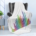 thumbnail image 4 of NYC Soft Flannel Fleece Throw Blanket, Colorful New York City USA Skyline Creative Hatched Line Art Sketchy Illustration, Cozy Plush for Indoor and Outdoor Use, 60" x 80", Multicolor, by Ambesonne, 4 of 5