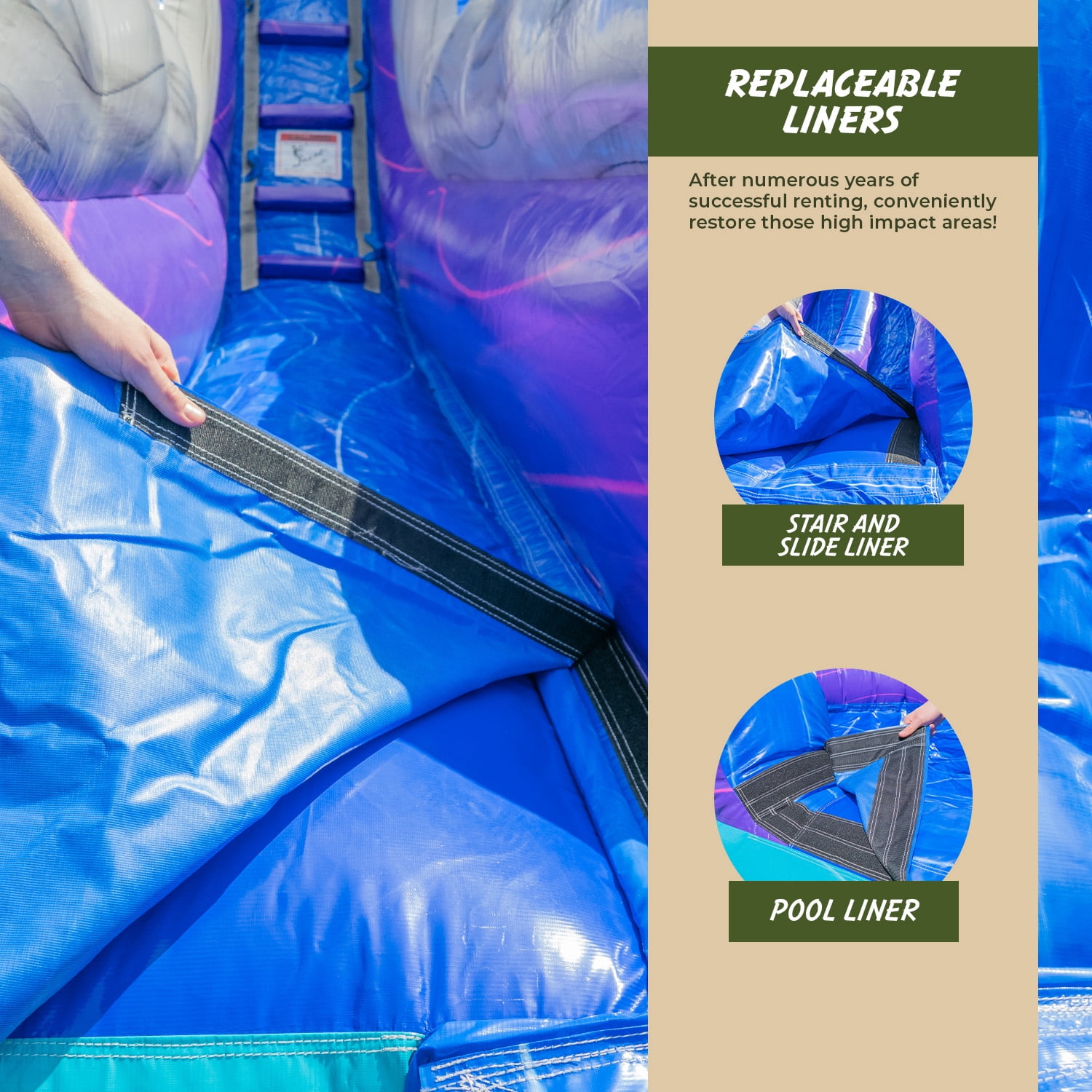 XJUMP Tropical Deep Sea 19' Dual Lane Side Loader Water Slide with Pool, for Kids and Adults, Commercial Grade PVC Vinyl, Outdoor Backyard Fun, Blow up Water Park, (Blower Included)