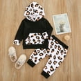 thumbnail image 2 of DXOUPM Clothes for Kids Kids Girls Leopard Clothes Long Sleeve Sweatshirt Hoodie Sweatshirt Baby Elastic Pants 2Pcs Fall Winter Outfits Set Black 90, 2 of 4