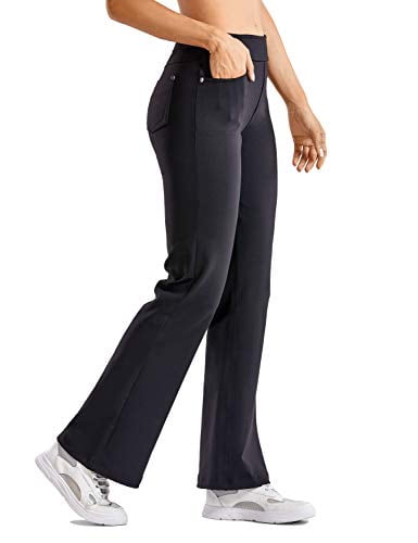 CRZ YOGA Flare Yoga Pants for Women Bootcut Elastic Waist Mid Rise Causal Bootleg Work Pants with Pockets