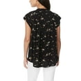 thumbnail image 4 of Buffalo Women's Floral Print Flutter Sleeve Lightweight Woven Top Blouse-Black / S, 4 of 6