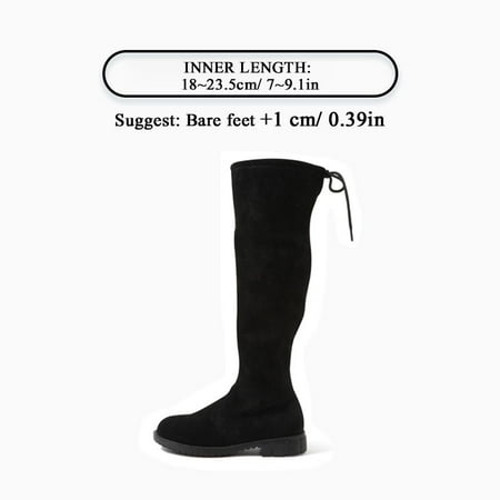 

TARANIS Girls Classic Black Knee High Boots Soft-soled Anti-slip Lace Up Zipper Shoes For Party School Performance Dress Winter New