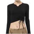 thumbnail image 4 of tarylea Women's Yoga Tops V Neck Drawstring Tops Long Sleeve Slim Fitted Shirts Casual Sports Shirts Athletic Tops, 4 of 4