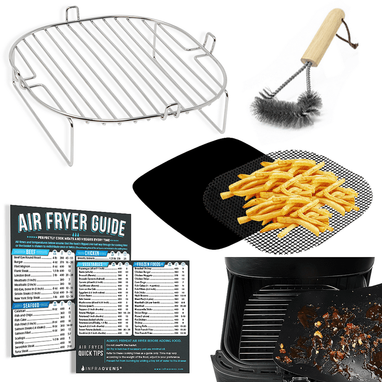 Infraovens Air Fryer Accessories with Rack, Liners, Magnets, 8.5 x 8.5  inches 