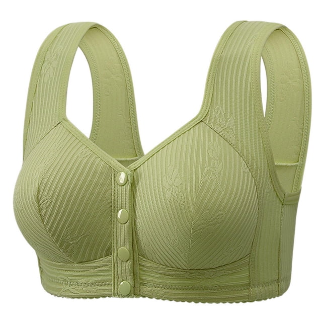 Yuzhih Women's Plus Size Front Closure Underwire Wide Strap Everyday Bra Wirefree Lightly Comfort Full Coverage Bra