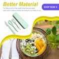 thumbnail image 2 of Wheat Straw Tableware Set Portable Reusable Solid Color Flatware Kit Indoor Outdoor Home Camping Dinnerware with Storage Case Green, 2 of 9