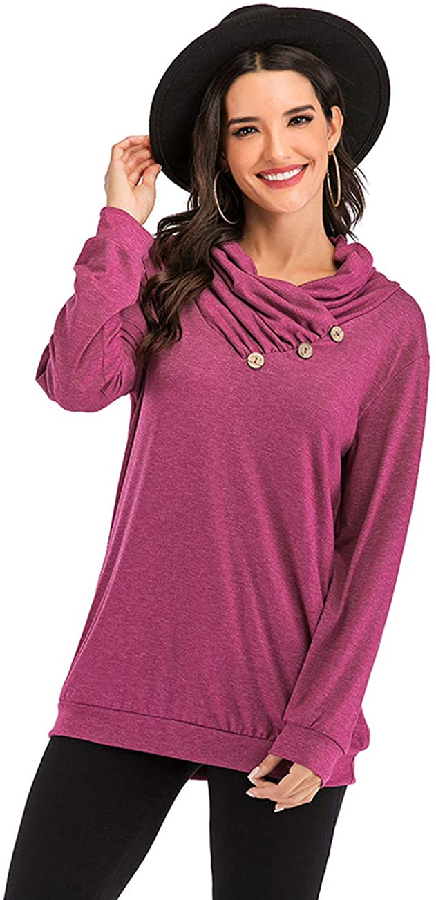 Womens Long Sleeve Cowl Neck Tops 