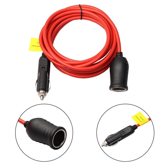 BAMILL 12V/24V 12ft Car Lighter Extension Cable Male to Female Socket Plug