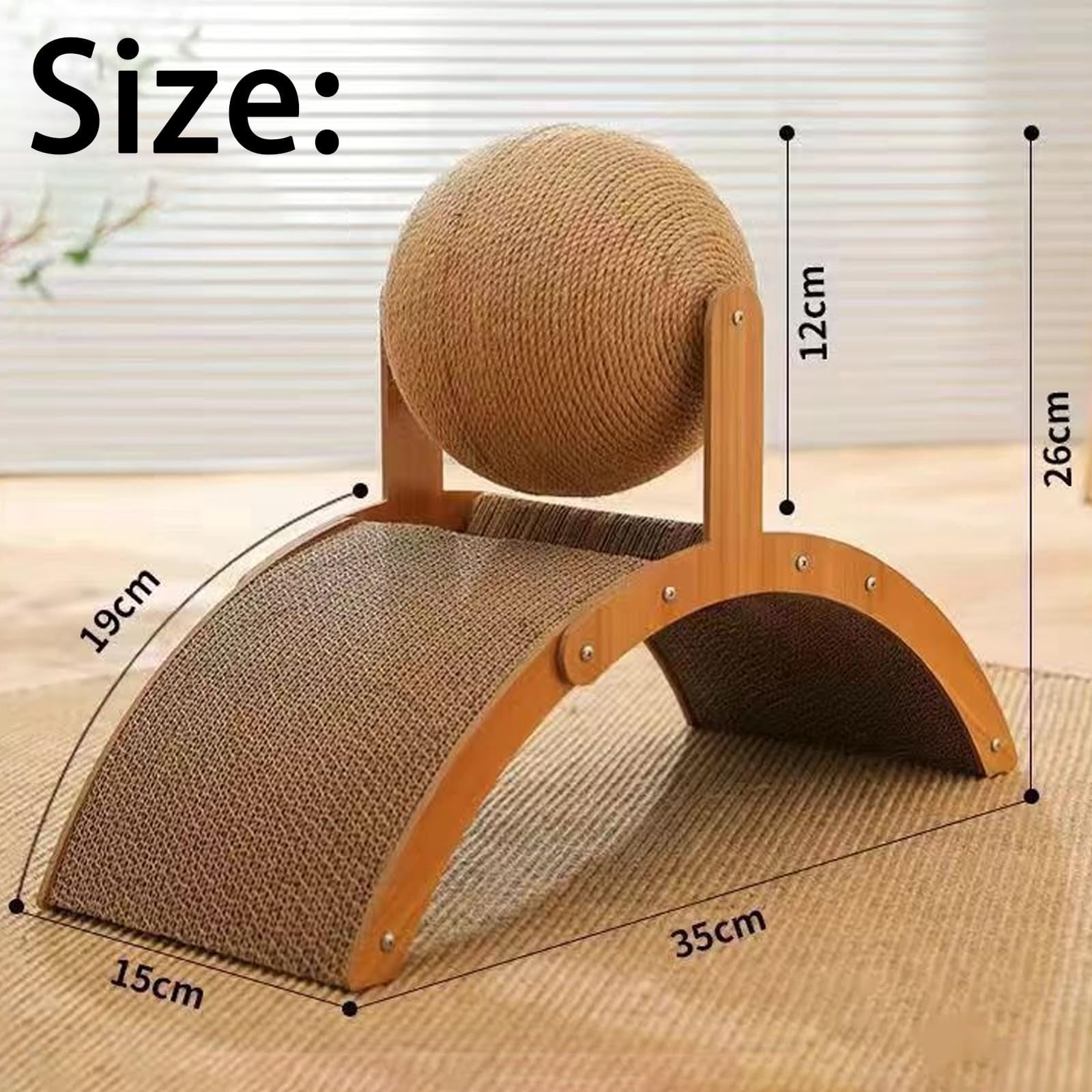 Cat Scratching Ball on Stand, Interactive 360° Rotating Sisal Ball Cat Scratcher with Arch Toy & Stable Base, Indoor Cat Scratching Post for Play, Claw Care & Furniture Protection