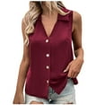 thumbnail image 2 of Mefallenssiah Crop Tank top Women'S Color Loose Sleeveless Button V-Neck Vest, 2 of 9
