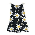 thumbnail image 5 of Women Printed Halter Round Neck Tank Top Sleeveless Short Ruffle Hem Casual Blouse Black,S, 5 of 5