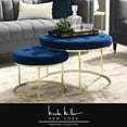 thumbnail image 1 of Nicole Miller Ottoman Konan Cadre en Acier Inoxydable Rembourré Ensemble de 2, 1 of 10