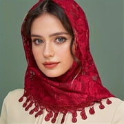 Aellinatey Traditional Tassels Lace Head Scarf Women Headwrap Catholic Chapel Bridal Veils