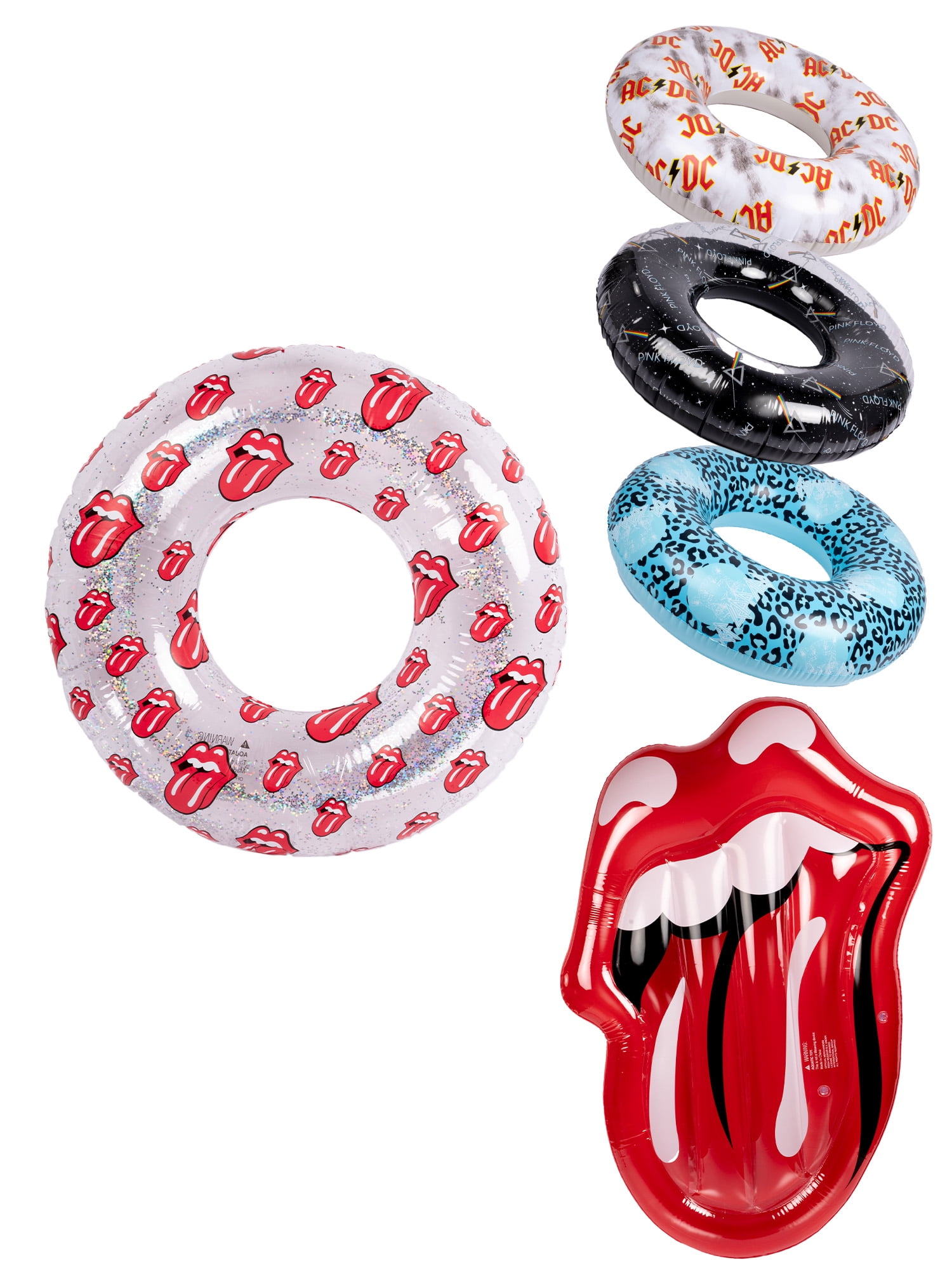 (2 pack) Rolling Stones 40" Inflatable Swim Tube Pool Ring Float, Adult Unisex