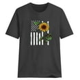 thumbnail image 4 of Usmixi Womens Blouses and Tops Dressy Short Sleeve Round Neck Sunflower Print Summer Cute Shirts 4th July Independence Day Casual Pullover Blouses Dark Gray xxl, 4 of 4