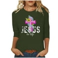 thumbnail image 2 of EGNMCR Easter T-Shirts à Imprimé pour Femmes T-Shirts Graphiques Femmes Chemises Mode pour Femmes Easter Jour Fleur Oreilles de Lapin T-shirt à Imprimé Manches 3/4 Blouse Col Rond Hauts Décontractés T-Shirts pour Femmes, 2 of 4