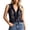 Blue, variant on Trendfront Womens V Neck Tank Top with Front Zipper Boho Style Lace Ruffle Sleeveless Blouse Casual Summer Top for Women