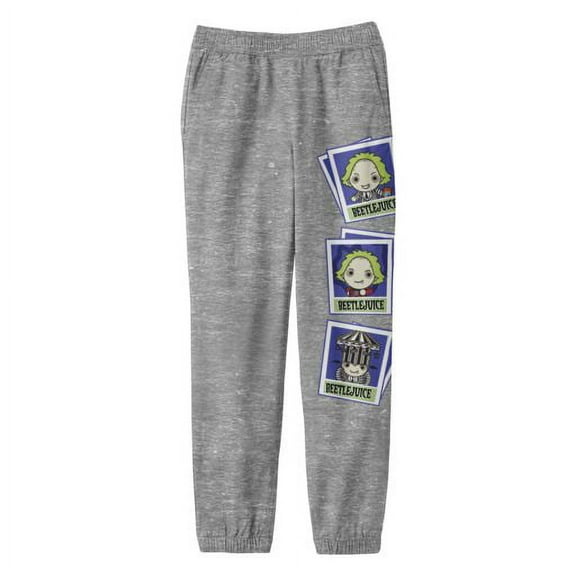 Beetlejuice Polaroids Youth Athletic Gray Graphic Sweatpants-Small