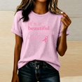 thumbnail image 2 of IMENGL Tops for Women Short Sleeve Casual Neck Printed Graphic Tee Daily Outfits Loose Basic Women's Short Sleeve T Shirts,M-XXXL, 2 of 6