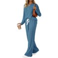 thumbnail image 2 of Fantaslook Two Piece Lounge Sets for Women Fall Travel Outfits Henley Neck Sweater tops Wide Leg Pants Matching Sets Pajamas Clothes, 2 of 8