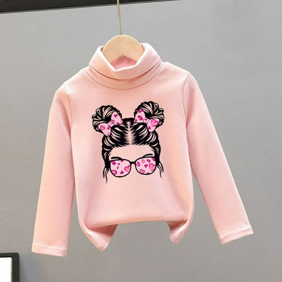 SGFCWSX Girls Crew Neck Sweatshirt Oversized Print Pullover Top Kids Fleece Lined Casual Sweatshirts Pink Size 8 Years