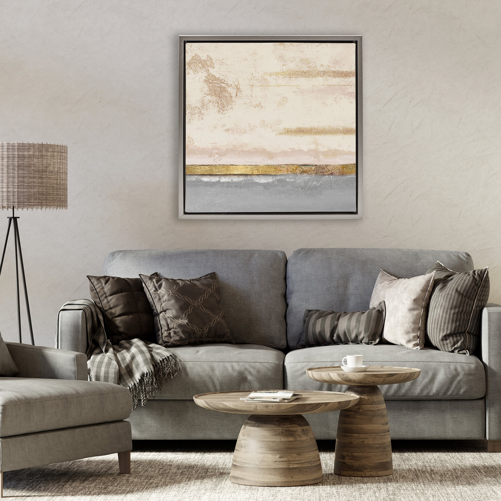 Stupell Industries Soft Sea Abstract Gray Framed Floater Canvas Wall Art, design by Patricia Pinto