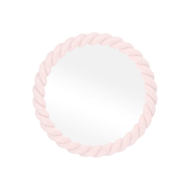 1 Pc Espejo Cosmético de Forma Redonda Torcido para Mujeres, Espejo de Plástico y Vidrio para Viajes de Negocios, Color Rosa