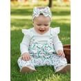 thumbnail image 6 of BemeyourBBs Newbron Baby Girl Golf Outfit Romper Infant Girls Spring Fall Winter Clothes Long Sleeve Golf Cart Print False Two-piece Patchwork Jumpsuit with Headband, 6 of 9