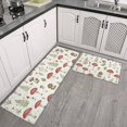 thumbnail image 2 of Mushroom and Fern White Pattern Anti Fatigue Kitchen Rugs Set Of 2, Non Slip Washable Decorative Floor Mats for Kitchen Sink Laundry, 17"x30" and 17"x47", 2 of 6