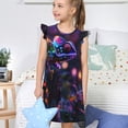 thumbnail image 4 of Fotbe Glowing Chameleon Fantasy Art Vestido de Dormir para Niñas de 3 a 10 Años, Mangas Cortas, Estilo Princesa, Pijama Camisón con Mangas Voladas-Medium, 4 of 6