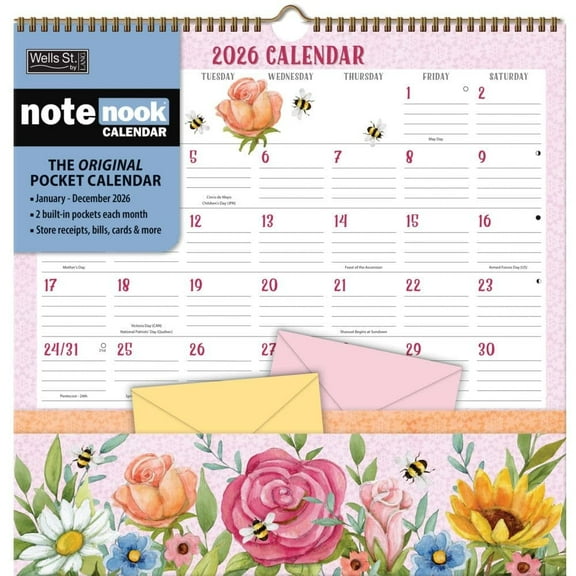 Wells Street by Lang, Folk Song 2026 Note Nook, 12'' X 12'', 12-Month Calendar with Stapled Binding