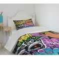 thumbnail image 4 of Ambesonne Urban Graffiti Quilted Bedspread Set 2 Pcs, Hip Hop Design, Twin Size, Multicolor, 4 of 6