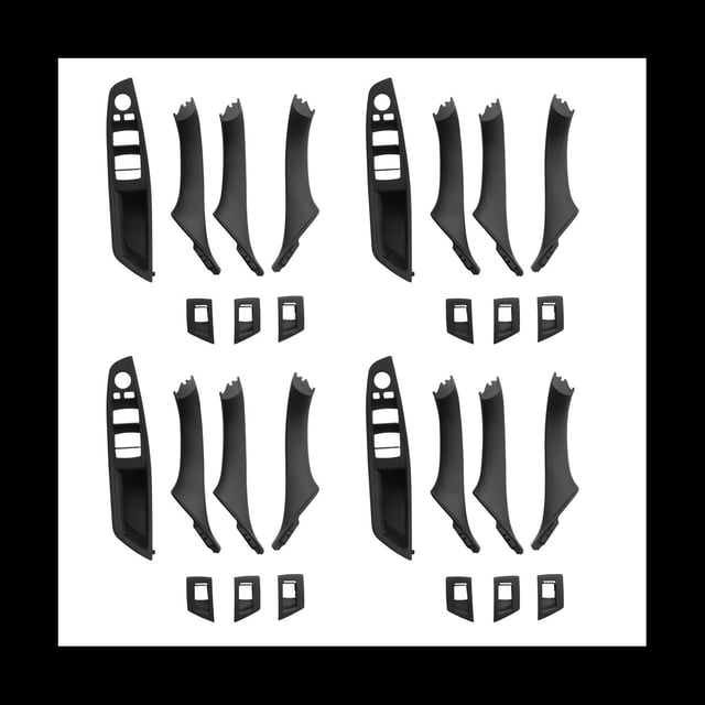 28Pcs Car Inner Door Handle Window Lift Switch Armrest Panel for 5 Series F10 F11 F18 2010-2017 RHD 51417225875 RHD,12 x Door handle panel 4 x Armrest panel 12 x Window switch,black
