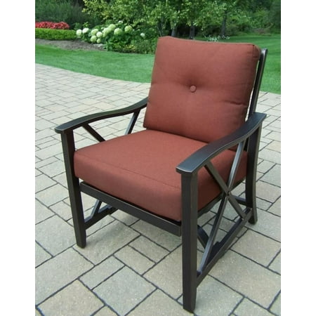Set of 2 Antique Bronze Finish Aluminum Outdoor Patio Deep Seating Rocking Chair - Red Cushions