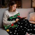 thumbnail image 5 of Christmas Tree Flannel Blanket for Bed,Travel and Camping, Snowman Winter Snowflakes Black Super Soft Cozy Blanket for All Seasons 40"x60", 5 of 9