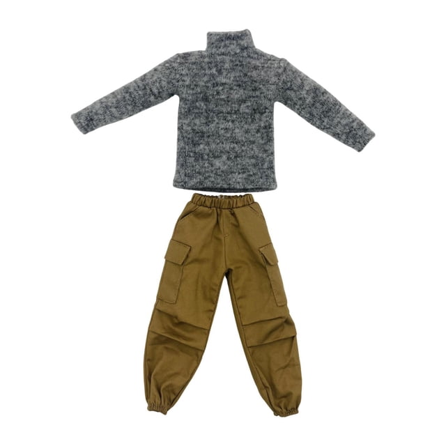 Suéter de cuello alto hecho a mano con estilo, accesorios y ropa para hombre a escala 1:6 Gris