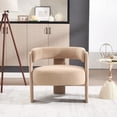 thumbnail image 2 of CQSXDA Mid-Century Modern Velvet Accent Chair Single Sofa with Wooden Legs for Living Room or Bedroom, khaki, 2 of 10