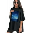thumbnail image 3 of Plus Size Shirt for Women Black Tops for Women Short Sleeves Shirt for Women Starry Sky T Shirt Crewneck Shirt for Women XL, 3 of 5