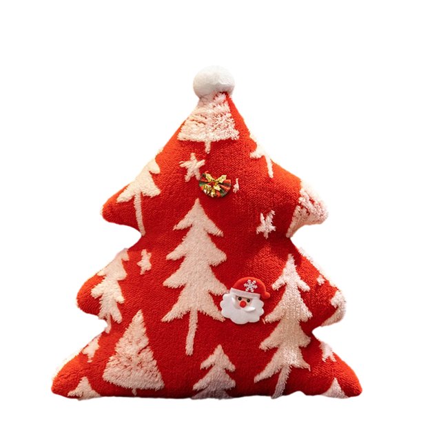 Suave y cómodo: hecho de tela de terciopelo suave de buena calidad, esta almohada de árbol de Navidad ofrece un toque cómodo y es una opción ideal para la temporada navideña.