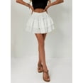 thumbnail image 2 of Flowy Shorts for Women Boho Ruffle Tiered Butterfly Skorts High Waist Mini Skirts Casual Shorts White L, 2 of 8