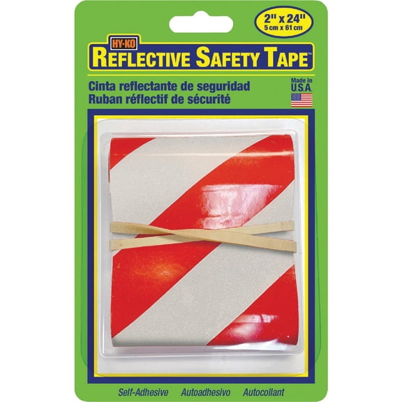HY-KO Products Tape-2 Reflective Adhesive Strips, 3 in x 24", Red Stripe/White