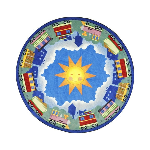 In Training 7'7" Round area rug in color Multi