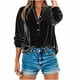 thumbnail image 3 of Top marrón,Blusa de manga larga con cuello en V para mujer, estilo túnica holgado, de terciopelo, color liso, con bolsillo, estilo informal, sopatenor, 3 of 9