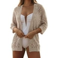 thumbnail image 2 of QWZNDZGR Cardigan Sweaters for Women Lightweight 3/4 Sleeve Cover Up Open Front Summer Cropped Crochet Cardigans Sweater, 2 of 6