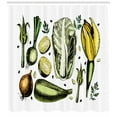 thumbnail image 3 of Vegetable Art Shower Curtain, Onion Cabbage Artichokes Asparagus Vegan Diet Wellbeing Concept, Fabric Bathroom Set with Hooks, 69W X 75L Inches Long, Yellow Green Caramel, by Ambesonne, 3 of 3