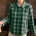 thumbnail image 4 of Womens Plaid Lapel Cropped Jackets Barn Lightweight Flannel Zip Up Utility Coat Casual Short Jacket with Pockets, 4 of 6