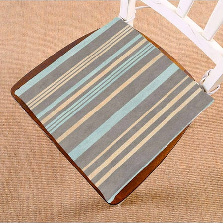 

PKQWTM Watercolor beige gray blue striped Chair Pads Chair Mat Seat Cushion Chair Cushion Floor Cushion Size 20x20 inches