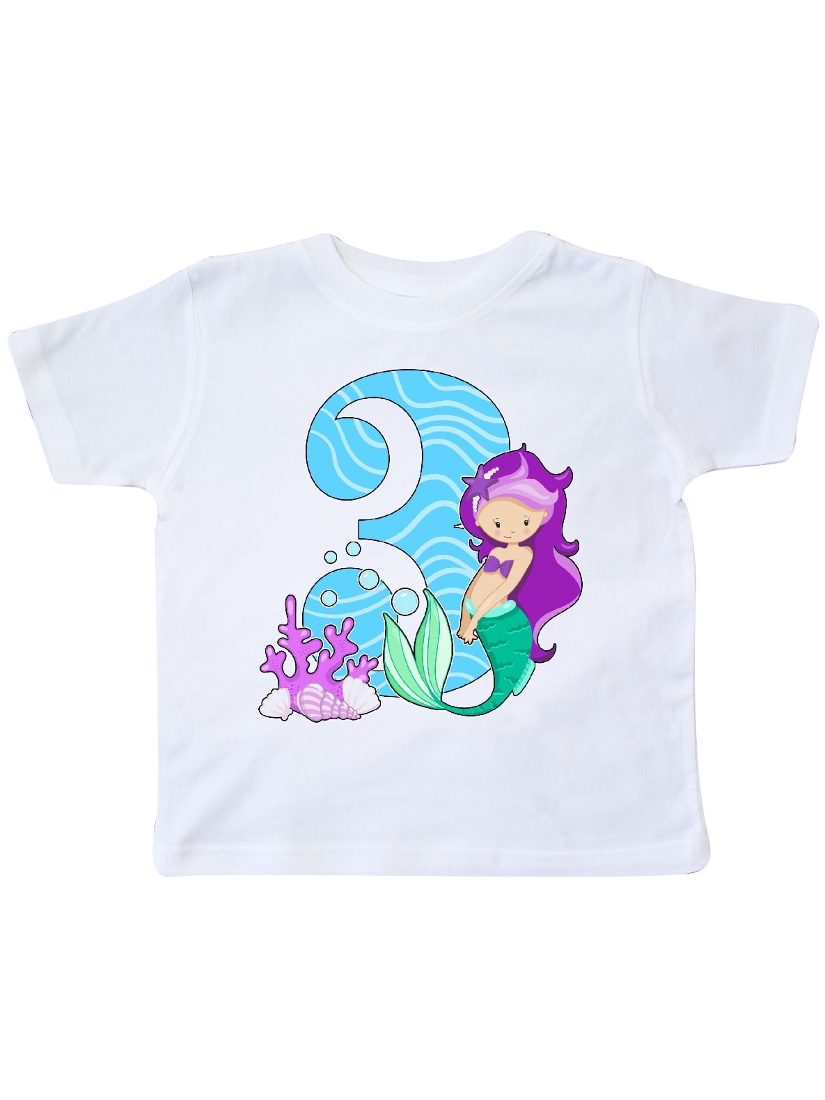 inktastic Third Birthday Mermaid with Fish and Crab Toddler T-Shirt