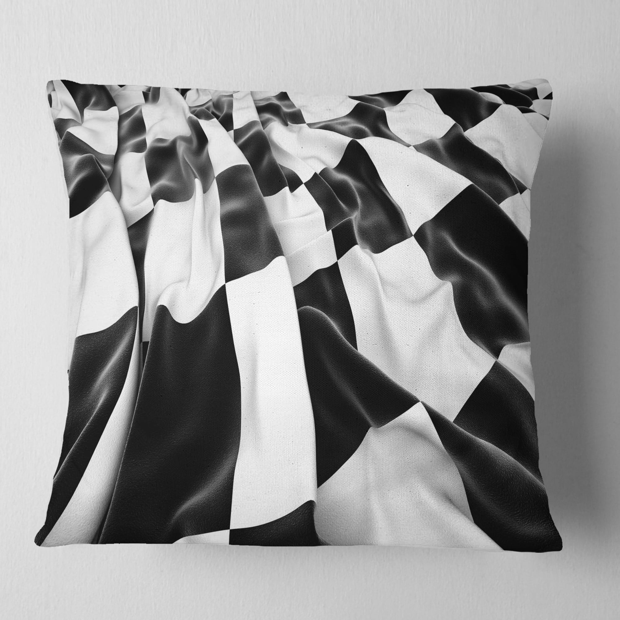 Designart 3D Checkered Flag - Abstract Throw Pillow - 18x18